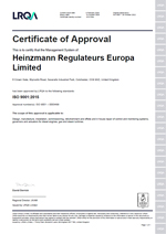 ISO 9001:2015 Certificate RE UK